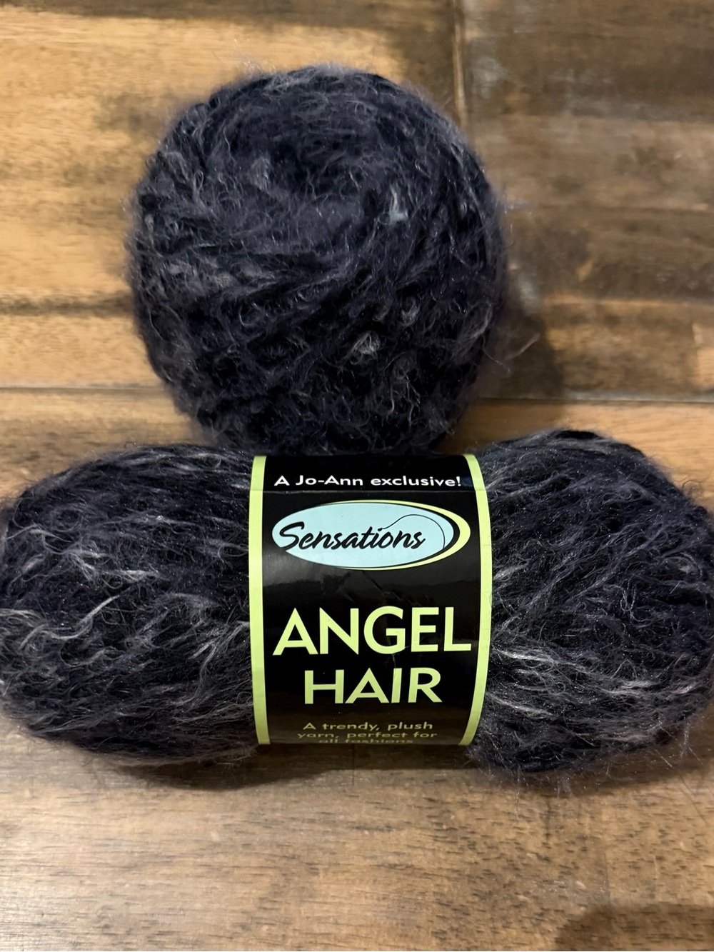 Rare Discontinued Jo-Ann Sensations ANGEL HAIR Yarn Black/Gray